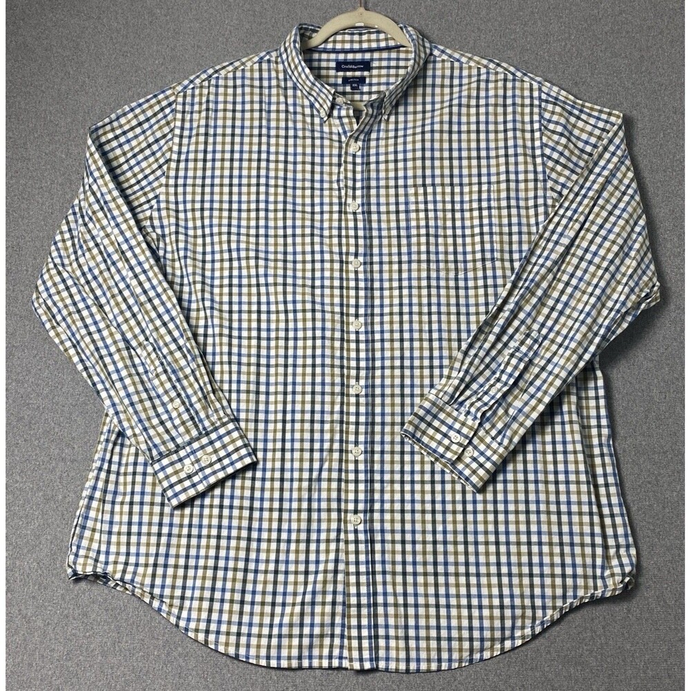 Croft Barrow Men size XXL Check Stretch Button Up Shirt Long Sleeves
